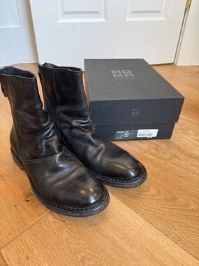 Moma Black Leather Pull-On Ankle Boots - Made in Italy - Size 40 / women’s 9